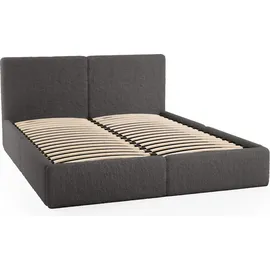 FEDVE Polsterbett Doppelbett Riberia Slim Bett mit Bettkasten 140x200 - Dunkelgrau