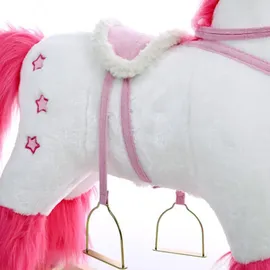 DEUBA Spielwerk® Schaukeltier Einhorn inkl. Sound Effekt Sattel Zaumzeug Steigbügel Plüsch Schaukel Wippe Kinder Baby Spielzeug Balancetraining besond... - Rosa