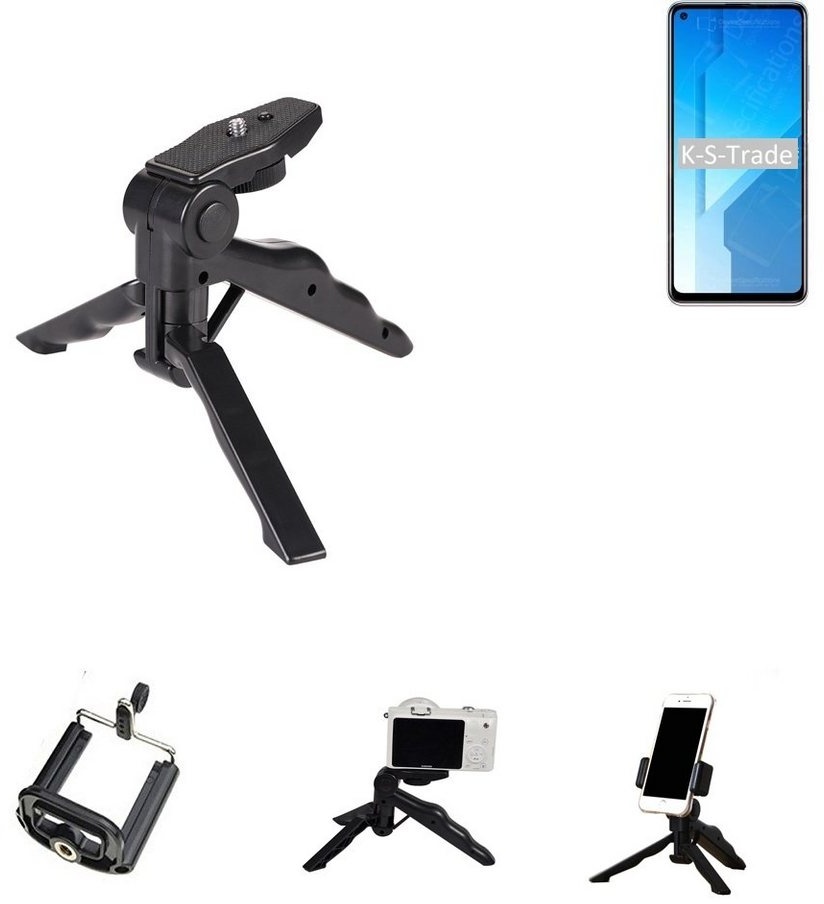 K-S-Trade für Huawei Honor Play 4 5G Smartphone-Halterung, (Stativ Tisch-Ständer Dreibein Handy-Stativ Ständer Mini-Stativ) schwarz
