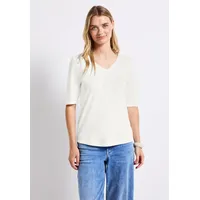 STREET ONE Damen 3226714 V-Neck T-Shirt, Off White, 34
