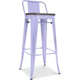 Privatefloor - Industrielles Design Barhocker Mit Rückenlehne - Holz & Stahl - 76cm - Stylix Lavander