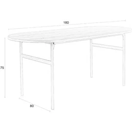 White Label Esstisch MARCIO BLACK furniert 180 x 80 cm mit abgerundeter Platte - Schwarz