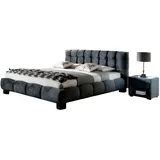 Xlmoebel Schlafzimmer-Set Bett Textil 2x Nachttisch 3 tlg. Schlafzimmer Set Möbel Modern Luxus, (3-tlg., Bett + 2x Nachttische), Hergestellt in Europa grau