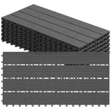 Woltu WPC Terrassenfliesen Terrassendielen Holz-Optik 30x60cm, Fliese Bodenfliese Klickfliese mit klicksystem Bodenbelag Grau (6 Stück / 1 m2)