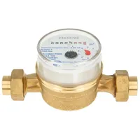 tecuro Einstrahlzähler Etk Kombi-Set (kaltwasser) bis 30 Grad Länge 110 mm, inkl. Verschraubungen mit 15 mm Lötmuffe