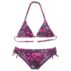 Triangel-Bikini BUFFALO "Shari Kids", Kinder, Gr. 146/152, N-Gr, lila (aubergine, bedruckt), Polyamid, Paisleymuster, Bikini-Sets, im Folklore-Print