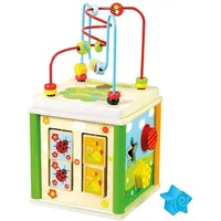 Bino 84213 - Motorikwürfel 5in1, Baby-Activity-Center, Holz