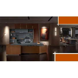 aea Schreibtisch Set Büro Garnitur tisch Chef Sessel Schrank Einrichtung Neu 3tlg. - Braun