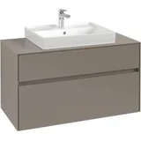 Villeroy & Boch Collaro Waschtischunterschrank C019B0VM 100x54,8x50cm, Waschtisch mittig, LED-Beleuchtung 7,3 W, taupe