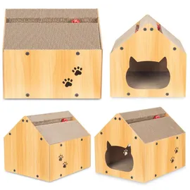 Coil Kratztonne, Katzenhöhle, Katzenkratzbaum, Katzenbett, Katzenliege, Umweltfreundliches Bett, Kratzpappe, MDF, Höhe: 34,5 cm