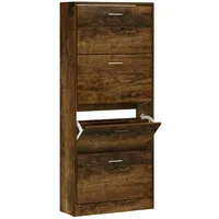 VidaXL Schuhschrank Räuchereiche 63x24x147 cm Holzwerkstoff