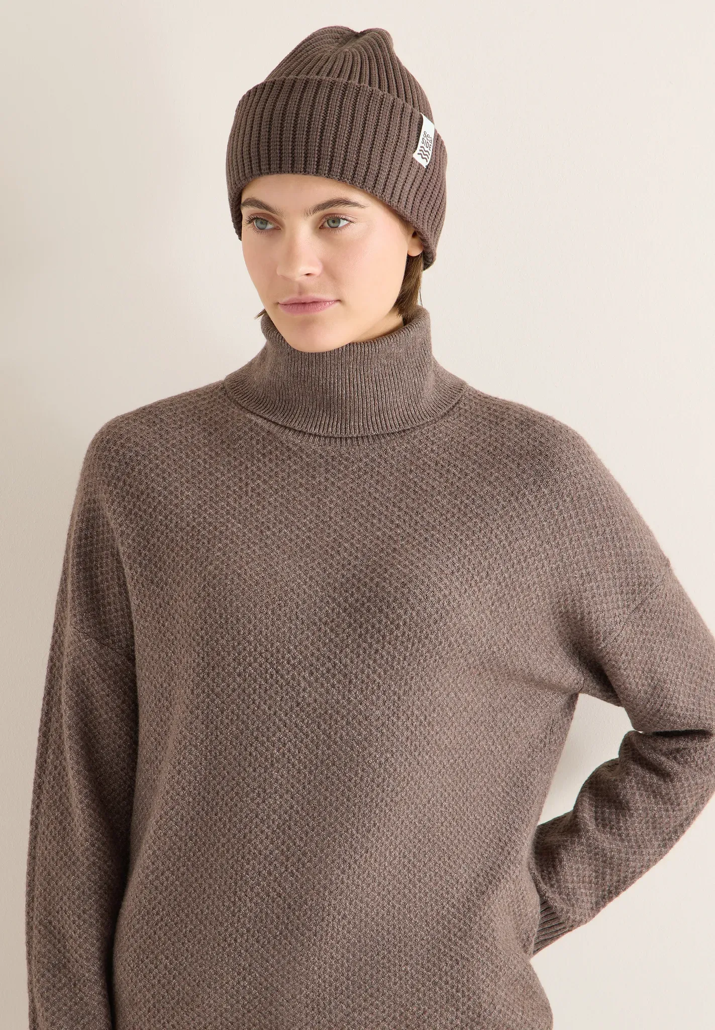 Strickmütze CECIL, Damen, Gr. onesize, braun (urban taupe), Stoff, Materialmix, unifarben, Mützen Strickmütze, Grobatrick