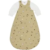 Meyco Baby Schlafsack 2-teilig - Größe 50/56-2,5 TOG - Ganzjahresschlafsack - 100% Baumwolle - Oeko Tex zertifiziert - Rundum-Reißverschluss - hautfreundlich & atmungsaktiv - Forest Animal - Sand