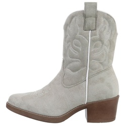 Ital-Design Damen Cowboyboots Western Westernstiefelette Blockabsatz Western- & Bikerboots in Hellgrün grün 38