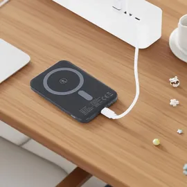 ideoon MagSafe Powerbank 5000 mAh, 15W Qi - Hochwertige kompakte Wireless Power Bank – Schnelles Laden Quick Charge für iPhone & Android – Mobiler