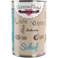 Herzenshund 400 Gramm Hundenassfutter 12 x 400 Gramm Bio Schaf mit Bio Zucchini
