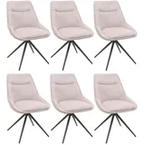 Mendler 6er-Set Esszimmerstuhl HWC-M65, Küchenstuhl Lehnstuhl Stuhl, drehbar Auto-Position Metall Stoff/Textil ~ creme-beige