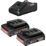 Bosch Starter-Set 18 V / 2x 2,0 Ah Akku + Ladegerät GAL 18V-40