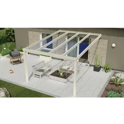 GARDENDREAMS Terrassenüberdachung »Expert«, BxT: 700 x 400 cm, grau / RAL9007, Glasdach