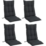 vidaXL Hochlehner Auflagen 4 STK., Hochlehner Auflage mit PP-Hohlfasern, Stuhlauflage mit Gummibänder Bindebänder, Sitzkissen, Schwarz Oxford-Gewebe