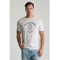 Gant für Herren. 2003310 Grafik-T-Shirt weiß (L), Lässig, Baumwolle, Kurzarm, Nachhaltig