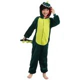 Corimori Jumpsuit Kinder Kostüm Jumpsuit Onesie verschiedene Designs (1-tlg) Fasching, Karneval, Tierkostüme Krokodil Grün 128-134 Dino Dinosaurier grün Körpergröße 140cm (128-134)