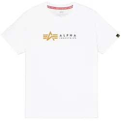 T-Shirt ALPHA INDUSTRIES "Alpha Industries Men - T-Shirts Alpha Label T", Herren, Gr. S, weiß, Obermaterial: 100% Baumwolle, Kurzarm, Shirts