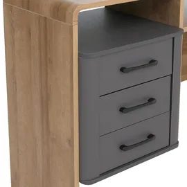 MCW Schreibtisch MCW-P43, Bürotisch Computertisch, 3 Schubladen MDF 75x100x40cm ~ Rivera-Eiche-Optik, dunkelgrau