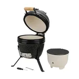 LIVIN' Kamado Holzkohlegrill - Keramik BBQ Smoker Grill mit einem Durchmesser von 40 cm & Thermometer - Mini Grill für draußen Partys - Zuverlässiger Edelstahl Campinggrill, ideal zum Kochen Grillen