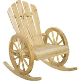 Outsunny Schaukelstuhl Rustikaler Relaxstuhl Gartenstuhl mit Rollen Design Schwingsessel aus Massivholz Naturholz 68 x 88 x 92 cm für Garten & Terrasse   Aosom.de