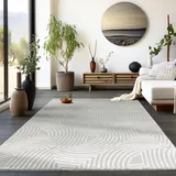 HomebyHome Kurzflor Teppich Wohnzimmer Grau 3D Teppich Skandinavisches Stil Modern Teppiche 160 x 230 cm - Boho Teppich Schlafzimmer Küchenteppich Waschbar Boho Muster Weicher Wohnzimmerteppich