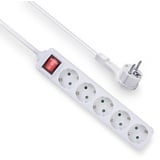 ACT Steckdosenleiste Flachstecker 5-Fach, Power Strip 1.5m, Mehrfachsteckdose mit Kindersicherung, Steckerleiste mit Schalter, Steckdosen im 45 Grad Winkel – AC2455