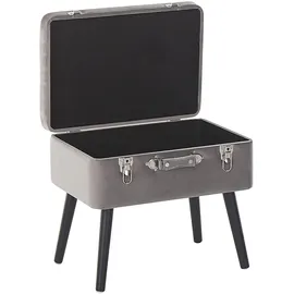 Beliani Sitzhocker mit Stauraum Samt 52 x 46 x 36 cm Grau