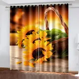 1 Paar Thermo- Verdunklungsgardinen Blume Vorhänge Blickdicht Gardinen Schlafzimmer Verdunkelungsvorhang, 336x214cm