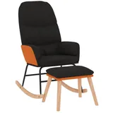 vidaXL Schaukelstuhl mit Hocker Schwarz Stoff