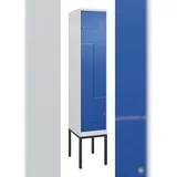 C+P Z-Spind Classic PLUS, Gestell, 2 Abteile, HxBxT 212x40x50cm, Zylinderschloss, Hellgrau/Enzianblau von PROREGAL