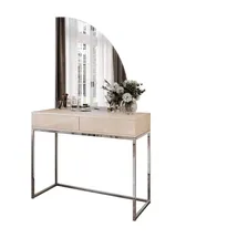 lookway SCHMINKTISCH QUINNIE KASCHMIR mit LED-Spiegel Chrom rechts PUSH OPEN