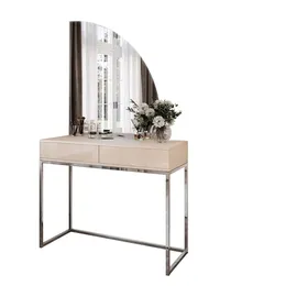 lookway SCHMINKTISCH QUINNIE KASCHMIR mit LED-Spiegel Chrom rechts PUSH OPEN
