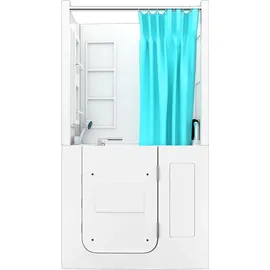 SeniorBad Seniorendusche und Sitzwanne Kombination Badewanne mit Tür 68 x 110 x 205 cm (S08D-TH-A-R)