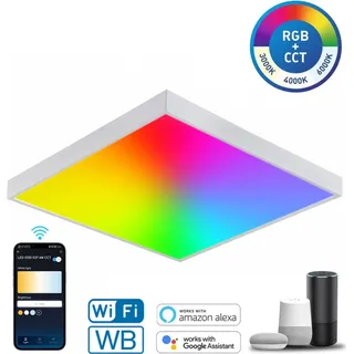 Aigostar 60x60 LED RGB-CCT Bluetooth Smart Aufputz Panel Dimmbar inkl. Rahmen (APP) Steuerung
