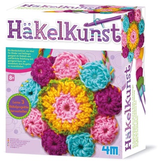 4M Häkelkunst-Set - Ideales Häkelset für Kinder und Anfänger - Inklusive Anleitung in deutscher Sprache - Perfekt für Platzdecken, Taschen und Untersetzer