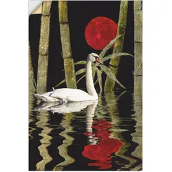 Wandbild ARTLAND "Blutmond über dem Schwanensee", rot (farbe bild(er): rot), B:20cm H:30cm T:0,1cm, Dekorfolie, Bilder, als Leinwandbild, Wandaufkleber in verschied. Größen