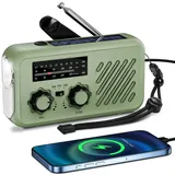 Kurbelradio Notfall Weltempfänger Testsieger, Aufladbar Notfallradio mit Kurbe und Solar, Klein Radio mit 2000mAh Power Bank, LED Taschenlampe, SOS-Alarm, SW/AM/FM Kofferradio,Outdoor Taschenradio