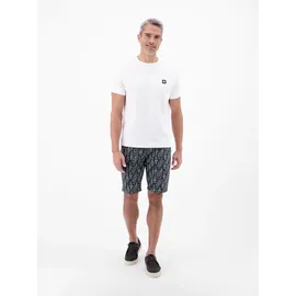 Lerros Chinoshorts "Leichte Chino-Bermuda mit marinem Print", Herren, Gr. 32, blau (blau night), 80% Baumwolle, 20% Leinen, Hosen Chinoshorts