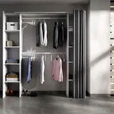 Dmora Kleiderschrank Manaslu, 180 x 50 x 205 cm, Weiß und Grau