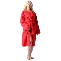 MAIAS art home Bademantel Frottee Damen & Herren 100% Baumwolle, mit Kapuze & aufgesetzten Taschen, Bindegürtel, Unisex, ideal als Hausmantel, Morgenmantel oder für die Sauna rot XL