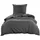 Wometo Bettwäsche Renforce Stone-Washed 135x200 & 80x80 100% Baumwolle - dunkelgrau OEKO-TEX weich modern Used-Look Leinen-Optik