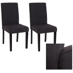 2er-Set Esszimmerstuhl Stuhl Küchenstuhl Littau ~ Textil, schwarz, dunkle Beine