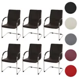 6er-Set Esszimmerstuhl Samara, Freischwinger Küchenstuhl Lehnstuhl Stuhl, Stahl ~ braun