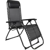 Mojawo Luxus Comfort GartenstuhlRelaxsessel Relaxstuhl Liegestuhl Klappbar Verstellbar mit Kopfpolster Schwarz und Grau